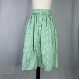 Hell Bunny midi skirt mint green eyelet lace fully lined gathered pockets! S